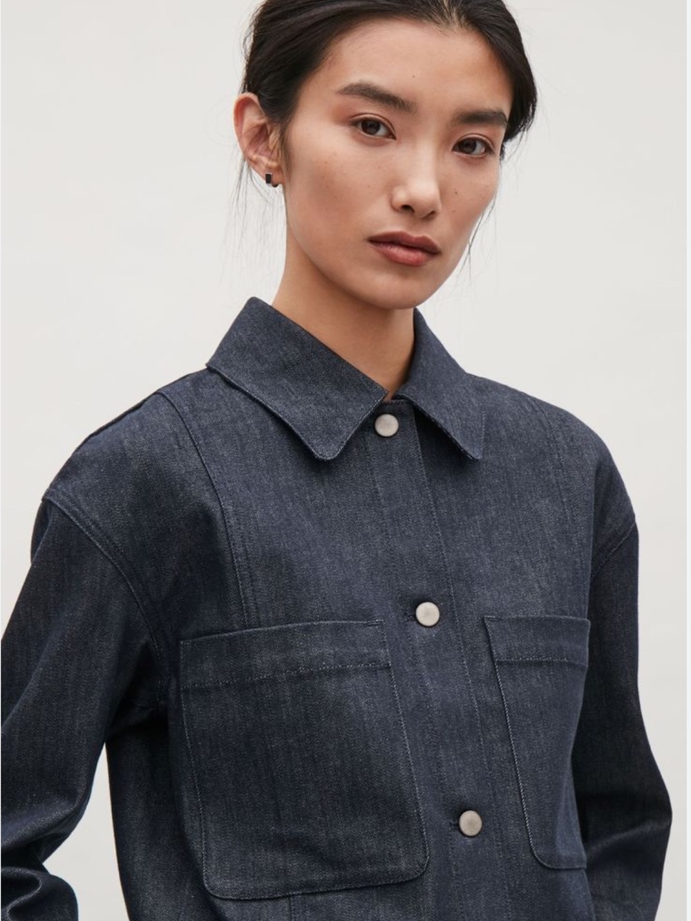 COS Dark Indigo Cropped Denim Jacket, Size 8, EUC